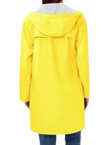Women's Waterproof Rain With Hood, Long Windproof Outdoor Coat S - XXL, Fashionable Rainwear - Màu vàng - Xem 5