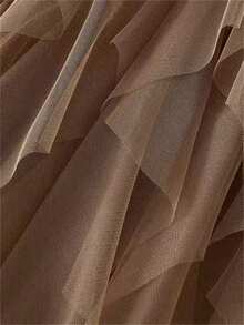 1pc Women's Wavy Asymmetrical Layered Tulle Puff Skirt