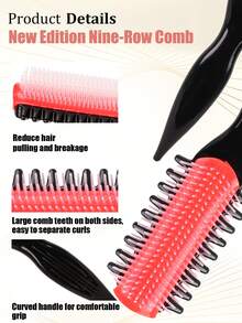 7pcs Detangling Brush Set Brand New 9-Row Cushion Nylon Bristles, Specifically Formulated For Thick, Natural Hair Types, Blow-Dry And Section, Style And Set, Mist Spray Bottle For Hair Bottle 200ml, Teasing Hair Brush, Edge Brush, Rat Tail Comb, Braiding Tool, Specifically Designed For Sleek, Parted And Tousled Styles, Effortlessly Accommodating All Styling Requirements, Ladies' Curling Comb, Natural Hair Type Specialised Combing Set - Multicolor - View 4