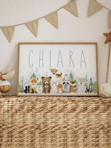1pc Name Custom Art Poster Jungle Animals Hanging Picture Elephant Painting Poster Giraffe Print Picture Zebra Decorative Painting Lion Wall Art Kids Room Decor Birthday Gift With Frame,Home Refresh,Customized Wall Art,Warm Ambience,Home & Living,Haunt Your Home,Souvenirs,Reusable,Adorable,High-Quality,Household Items - White - View 18