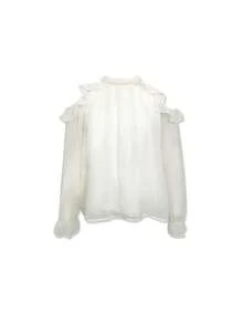 French Style Halter Neck Loose Shoulder Chiffon Blouse For Women, Flattering, Spring/Autumn - Apricot - View 3