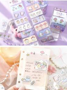 1卷合成纸模切和纸胶带，“快乐旅程”系列剪贴簿DIY装饰贴纸，文具扁平装饰胶带 - 絨絨星球 - 查看 6