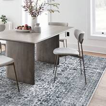 Boho Print Washable Rugs Non Slip Low Pile Vintage Floral Traditional Carpet For Living Room Bedroom Kitchen Dining, Grey - Xám - Xem 4