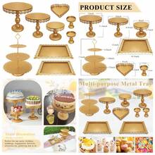 Set Of 9 Cake Stands Metal Cupcake Stand Set Multiple Styles Candy Fruit Display Tower Dessert Plate Cake Serving Tray For Birthday Party Wedding Anniversary Engagement (Gold) - Vàng - Xem 2