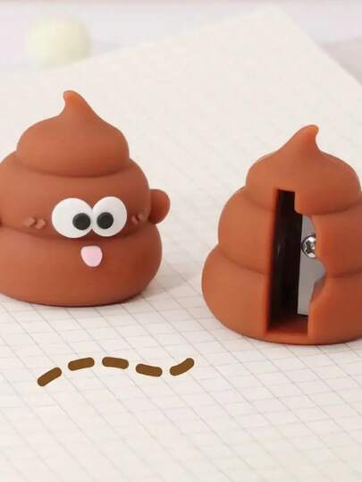1pc Novelty Pencil Holder & Pen - Cute Poop-Shaped Desk Organizer With Expressive Eyes & Mouth, Brown Silicone Office Supplies For School, Home, Or Study Rewards, School Desk Accessory, Playful Design, Fun Stationery, Durable Stationery