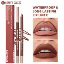 beauty glazed 哑光唇线笔套装，高显色度裸色唇线笔，丰盈唇形，防水持久，打造自然妆效，棕色唇线笔，女士适用 - #113 - 查看 5