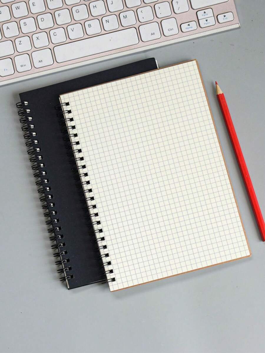 Black Soft Cover Spiral Notebook - Grid Inner Pages, Creative Multi-Functional Stationery For Back To School, Ideal Student Gift - Black - View 1