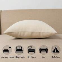Jeanerlor Faux Lined Linen Decorative Throw Pillow Case 24x24 Inch Cushion Sham For Teens/Adults Square (60 X 60 Cm), Light Linen - Vải lanh nhẹ - Xem 3