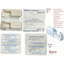 6pcs Disposable Ear Piercing Gun With Built-In Ear Studs-Safety Self Ear Piercing Tool Set Disposable Sterile Piercing Unit Studs Flower Style Piercing Gun Piercer Tool Machine Body Piercing Jewelry