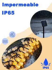 Guirnalda de luces solares con bombillas de cristal (30 piezas), 6,5 metros de longitud, impermeable IP65 y alimentada por energía solar, ideal para iluminar y decorar jardines, patios, terrazas, porches, bodas, fiestas, reuniones y para uso interior y exterior en caravanas - 6.5M-Color cálido - Ver 5