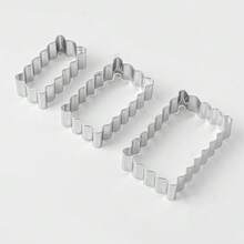 3pcs/6pcs Stainless Steel Rectangular Cookie Cutters, Geometric Shapes With Scalloped And Wavy Edges, Kitchen Baking DIY Imprint Cookies Cutter Tools - Silver - View 11