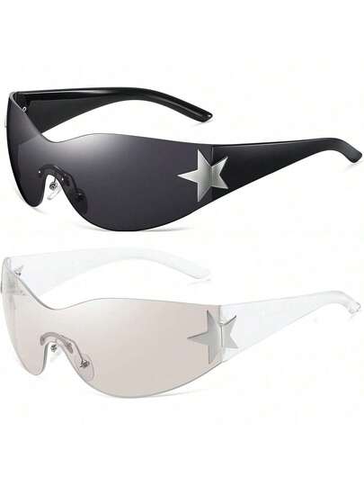 TendenciaEiuizah Y2k - anteojos de sol para mujeres y hombres, anteojos de sol envolventes de moda, de gran tamaño, sin marco, anteojos de solCalidad premium