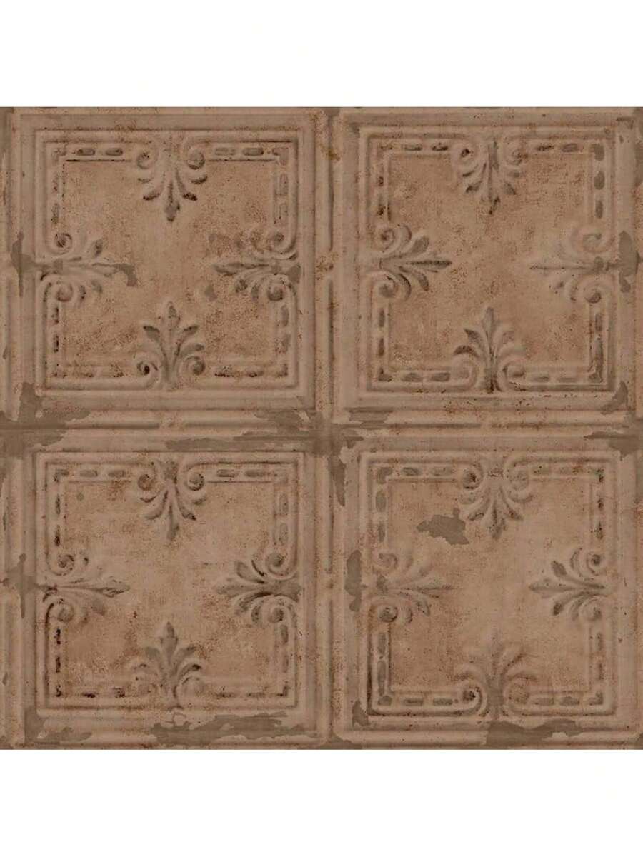 Papel pintado para pared, diseño de azulejo - cobre - Ver 1
