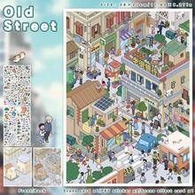 1 Szenen-Karte mit 2 Aufkleber-Bögen, 2 Cartoon-Design-Optionen, 3D Miniatur-Haus-Landschaft Aufkleber, DIY Scrapbooking Spielzeug Aufkleber, wiederverwendbare selbstklebende Aufkleber Scrapbooking Zubehör Schreibwaren - Verschiedenfarbig - Übersicht 8