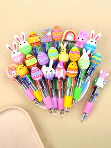 12pcs Easter Party Favor Pens, Multicolor 4-In-1 0.5mm Ballpoint Pens, Suitable For Office, Sports Enthusiasts, Back To School, Novelty Gifts, Gift Bag Fillers, Birthday Gifts, Easter Gift Exchange, Classroom School Prizes, Office Supplies - 彩色 - 查看 5