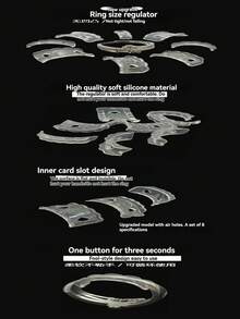 8件装，超值价格，戒指尺寸调节器，隐形舒适，防脱落防滑，戒指过大固定器，完美适配松动戒指，热销产品，即将售罄，必备配饰 - 彩色 - 查看 9