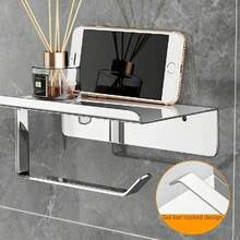 Portarrollos de papel higiénico, Soporte para pañuelos de hotel, Caja de pañuelos montada en la pared, Toallero sin taladro, Soporte para teléfono - Multicolor - Ver 7