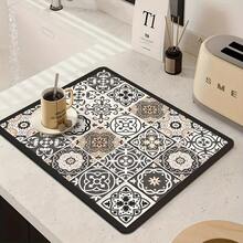 1pc Vintage Pattern Coffee Machine Mat/Placemat, Suitable For Kitchen Countertop, Coffee Bar, Dining Table And Other Home Decor - As Shown - View 2
