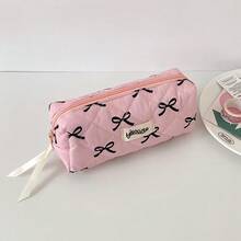 1个时尚蝴蝶结铅笔盒，可爱个性化学生文具收纳袋，多功能女生化妆品收纳袋，适合作为情人节礼物 - 彩色 - 查看 5