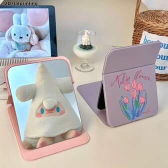 Exquisite Floral Foldable Mirror | Slim PU Leather Cover Compact Mirror | Perfect Holiday/Birthday Gift For Her