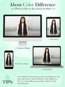 A ANYTIME Lace Front Braided Wigs With Curly Ends For Women Synthetic Fiber Hair Replacement Wigs 36 Inch Natural Color