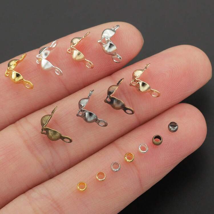 250pcs DIY Snap Fastener & Spacer Bead Set, Suitable For Jewelry Making, Bracelet, Necklace Connectors, Earring Findings, Double-Headed Bag Clasps, Foldable Crimp Beads, Flat Fixing Round Beads, Handmade Beading, Spacer Bead Connectors, Craft Supplies - 250pcs - View 4