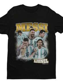 Homage _ Argentina Football T Shirt _ Football _ Soccer _ Fan _ Lionel Mes - 黑色 - 查看 1