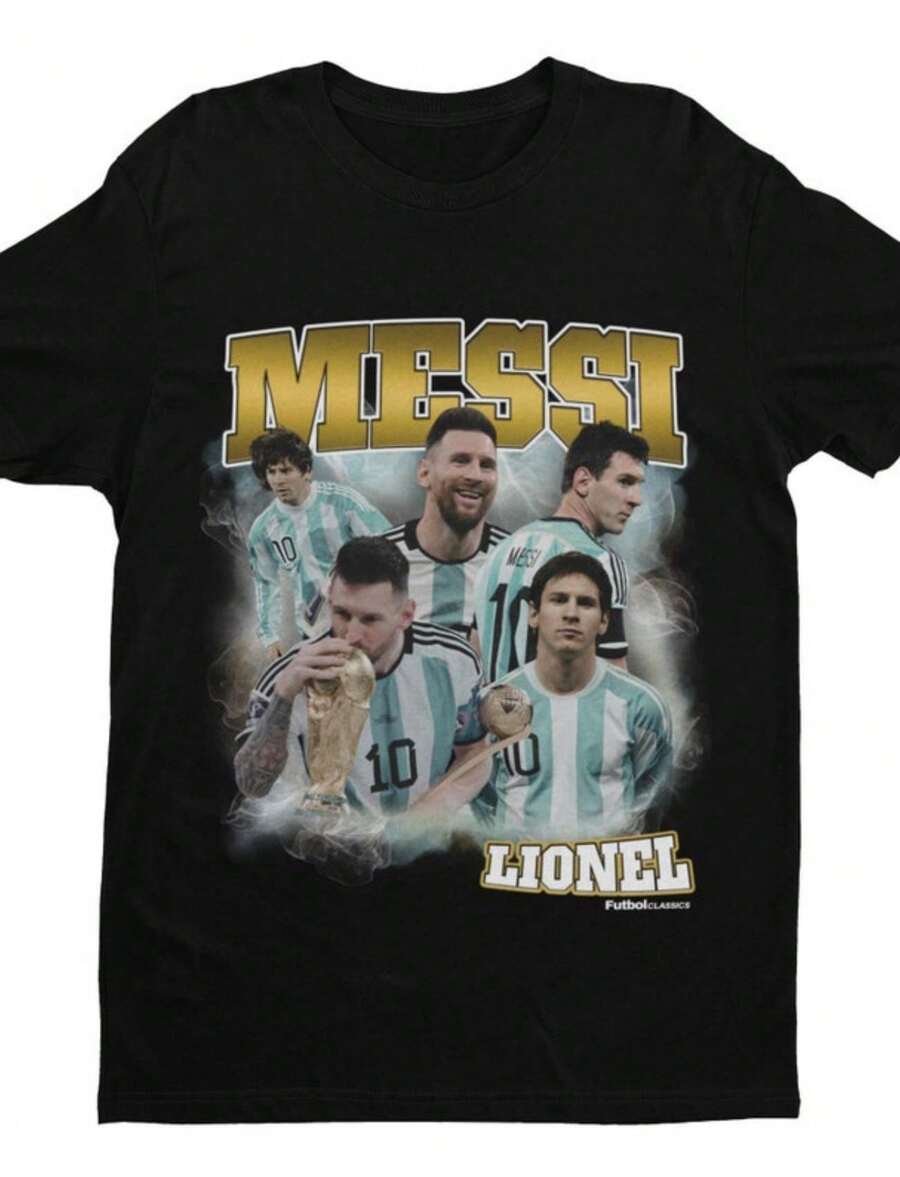 Homage _ Argentina Football T Shirt _ Football _ Soccer _ Fan _ Lionel Mes - 黑色 - 查看 1