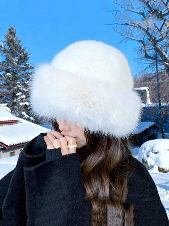 1/2/4 ชิ้น หมวกขนปุยฤดูหนาวใหม่สำหรับผู้หญิง, สไตล์ยุโรปและอเมริกาฤดูใบไม้ร่วง/ฤดูหนาว, อบอุ่น, สีพื้น, สวย, อเนกประสงค์, หมวกมองโกเลียหนา