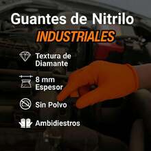 Guantes industriales de nitrilo texturizados DIAMANTE resistentes agarre tipo Thor Textura diamante 8 mm espesor Sin látex Sin polvo Resistencia a la tracción ambidiestros,37569709 - Multicolor - Ver 5