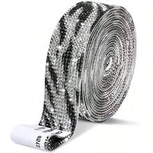 1 Rollo de cinta de cristal de rinoceronte autoadhesiva, tiras de rinoceronte autoadhesivas, pegatina de cinta brillante de diamante DIY, cinta adhesiva de rinoceronte, accesorio de decoración de rinoceronte para manualidades, teléfonos, decoración de automóviles - patrón de cebra blanco y negro - Ver 1