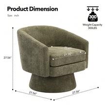 Silla giratoria Moderna de 360°, sillón Redondo tapizado de Felpa con reposabrazos, sofá cómodo para Sala de Estar, Dormitorio y Oficina - Verde - Ver 2