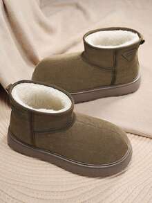 Cizme de zăpadă pentru bărbați, de iarnă, din piele întoarsă, cu design triunghiular, groase și calde, antiderapante și durabile