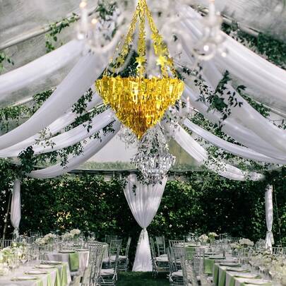 Metallic Silver & Gold Hanging Lamp Shaped Decorations, Shiny Foil Ceiling Decor, Wedding Theme Decorations