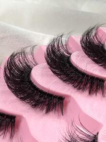 HINARIN 7 Pairs Cat Eye Russian Strip Lashes Clear Band Natural Look Like Eyelash Extensions D Curl Fluffy False Eyelashes Wispy Volume Faux Mink Lashes Makeup