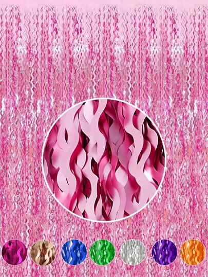 2 piezas de guirnalda con flecos de lámina metálica - Lámina ondulada de color rosa pastel, adecuada para carrozas de desfile, Día de la Madre, Pascua, bodas, fiestas de cumpleaños, fondos fotográficos