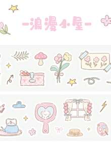 1 Cuộn băng dính Washi bằng giấy tổng hợp cắt sẵn, Bộ sưu tập Happy Journey, Nhãn dán trang trí DIY cho sổ lưu niệm, Văn phòng phẩm, Băng dính trang trí phẳng. - Ngôi nhà nhỏ lãng mạn - Xem 5
