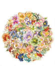 SCXXBSW 50pcs Hot Stamped Floral Elegant Flora, Creative Cartoon Stickers Suitable For Handbooks, Phone Cases, Laptops, Computers, Suitcases, Refrigerators Decoration