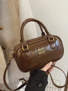 2025新款时尚单肩斜挎包，设计师手提包，轻便奢华经典百搭女士复古通勤包 - 棕色 - 查看 3