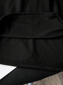 青少年男孩卡通图案黑色圆领短袖T恤 - 黑色 - 查看 7