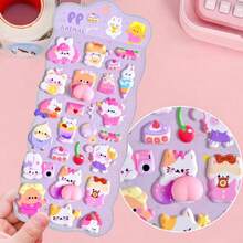 1pc Cute Animal Soft Sticker, Stress Relief Sticker For Office Workers, DIY Scrapbook Phone Case Sticker, Adorable 3D Sticker - Multicolor - View 7