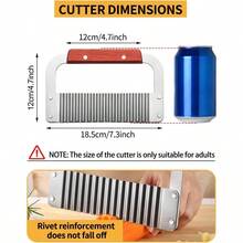 Crinkle Cutter Stainless Steel Potato Slicer Heavy Duty Wavy Crinkle Cutting Chopping Tools With Wooden Handle Carrot Veggies - 1 + 木 - 查看 2