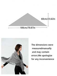 1pc Women's Spring/Autumn Shawl, Beige Leather Buckle Shawl, Thick Triangular Cloak Outwear, Knitted Scarf For Dress - Beige - View 12