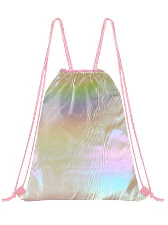 Rosa ryggsäck med dragsko för barn, lätt och söt design, för flickor, sport- och gymryggsäck för resor, yoga, strand, utomhusbruk