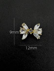 10pcs/Pack 3D Metallic Bowknot Nail Art Decorations, Shiny Gold & Silver Crystal Glass DIY Nail Jewelry Suitable For Girls And Women Nails Nail Supplies - Multicolor - View 3