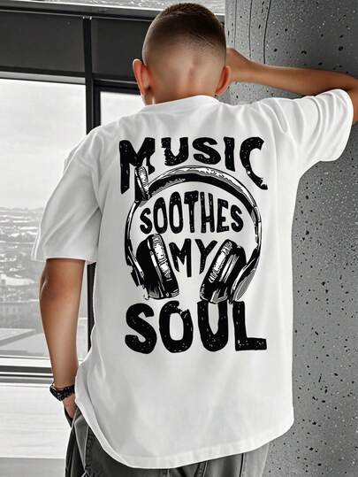 Tween Boys' Casual Slogan Print Short Sleeve T-Shirt, Summer