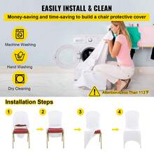 50Pcs 100Pcs Arched Chair Covers Spandex Black Or White Folding Kitchen Chairs Cover Universal Washable Slipcovers Protector Removable Chair Seat Covers For Wedding Party Dining Room Banquet Event - 白色 - 查看 6