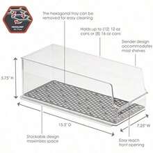 Contenedor Hexagonal para Nevera, Estante Alto para Almacenamiento y organización, soporta latas de Bebidas, Carnes, Productos y más, Transparente - 1 - Ver 2