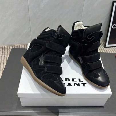 IS New 2025 Women's High-Top Shoes With Hidden Heel, Casual Flat Sneakers In Matching Colors