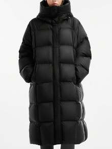 CAMEL CROWN Women's Long Down Jacket, Thick Design, Suitable For Autumn/Winter, Warm, Hooded, Down Filled, Waterproof, Insulated - Phantom Black - View 3